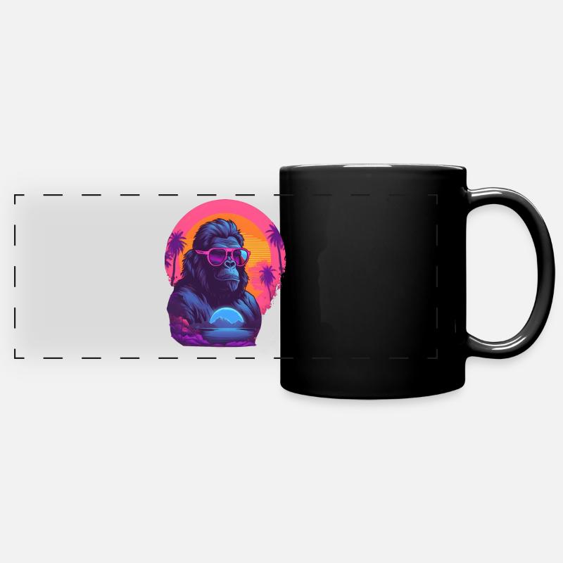 Synthwave gorilla wearing sunglasses - Panorama-Tasse farbig - Schwarz