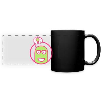 Niedliche Comic Figur (Brille, Kreis) - Panorama-Tasse farbig - Schwarz - Vorne