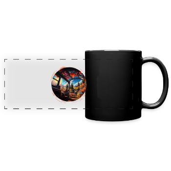 Time travel to the 70s: Authentic retro design - Full Colour Panoramic Mug - black - Front