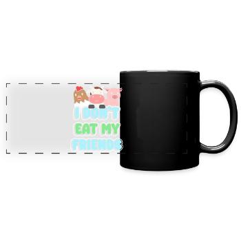 Friends Poulet Vache Cochon Design pour les végétaliens - Mug panoramique uni - noir - Devant