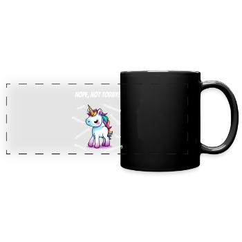 Non, pas aujourd’hui -licorne (blanche) - Mug panoramique uni - noir - Devant