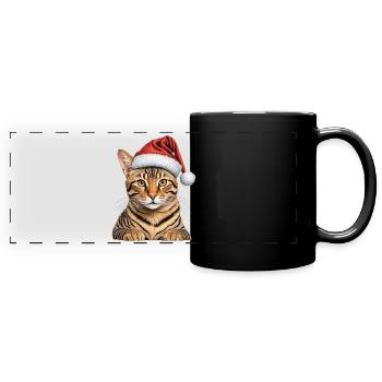 christmas bengal cat - Full Colour Panoramic Mug - black - Front