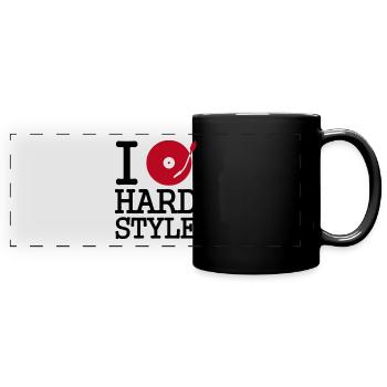 I dj / play / listen to hardstyle - Panorama-Tasse farbig - Schwarz - Vorne