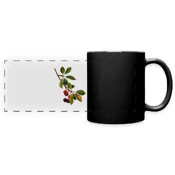 Cherry branch - Full Colour Panoramic Mug - black - Front