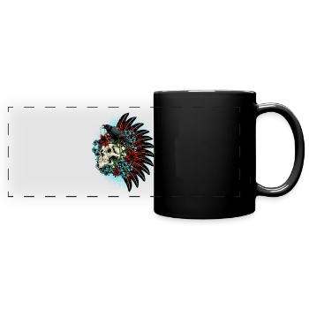 Leben - Panorama-Tasse farbig - Schwarz - Vorne