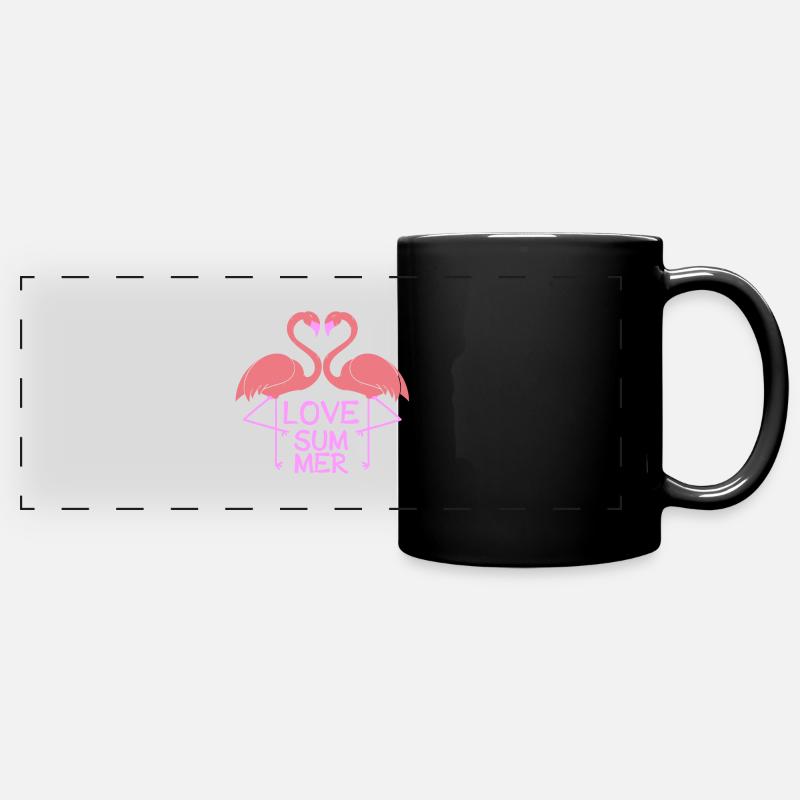 Flamingo Love Summer - Panorama-Tasse farbig - Schwarz