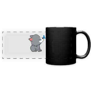 Wolf - Wölfe - Wolffan - Wolfmotiv - Panorama-Tasse farbig - Schwarz - Vorne