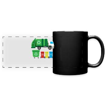Garbage Truck For Garbage Disposal Recycling I Gift Idea - Full Colour Panoramic Mug - black - Front