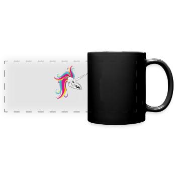 Einhorn - Licorne - Unicorn Schädel Skull - Panorama-Tasse farbig - Schwarz - Vorne