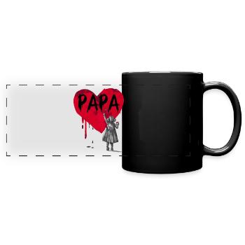 Papa - fille - Mug panoramique uni - noir - Devant