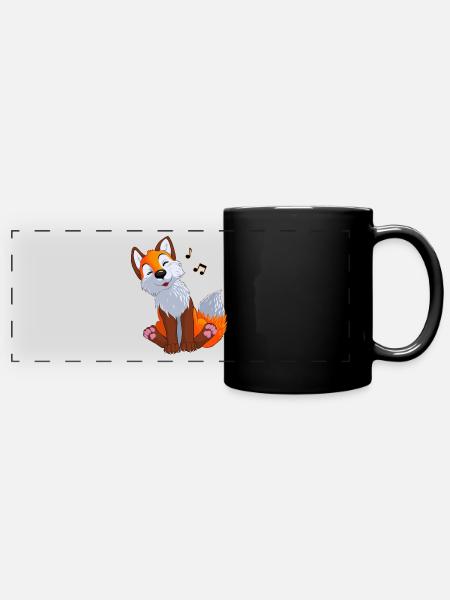 Singender Fuchs - Panorama-Tasse farbig - Schwarz