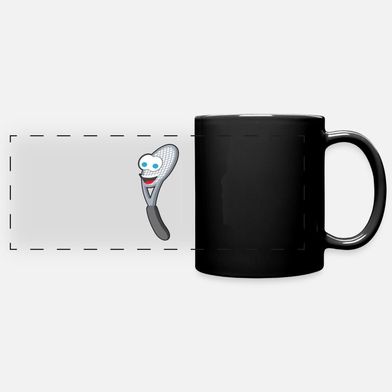 Tennisschläger Cartoon Gesicht Lustig Geschenk - Panorama-Tasse farbig - Schwarz