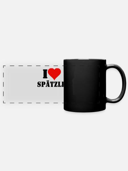 I Love Spaetzle - Panorama-Tasse farbig - Schwarz