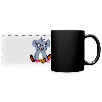 Smart nerd mouse with glasses as a spectacle snake - Full Colour Panoramic Mug - black - Front