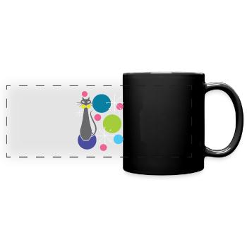 Retro Style Atomic Era Mid Century Cool Cat - Panorama-Tasse farbig - Schwarz - Vorne