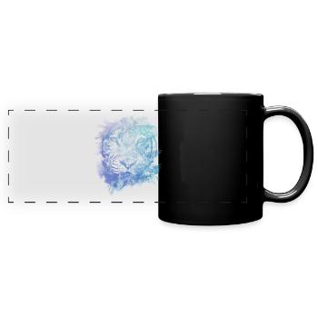 Tiger Face - Abstract Creative Watercolor Style - Full Colour Panoramic Mug - black - Front