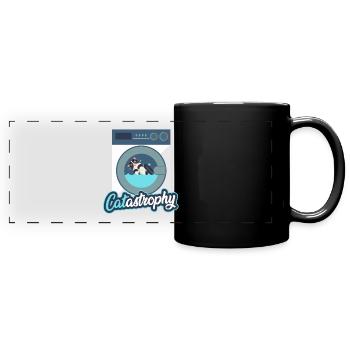 Cat in the washing machine - Full Colour Panoramic Mug - black - Front
