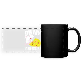 Cheese lovers Mouse Jesus Cheddar Mozzarella - Full Colour Panoramic Mug - black - Front