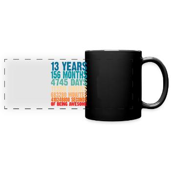 13 ans d'être génial 13e cadeau d'anniversaire 1er - Mug panoramique uni - noir - Devant