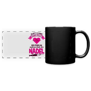 Arzthelferin - Panorama-Tasse farbig - Schwarz - Vorne