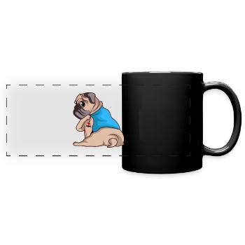 Mops Hund - Panorama-Tasse farbig - Schwarz - Vorne