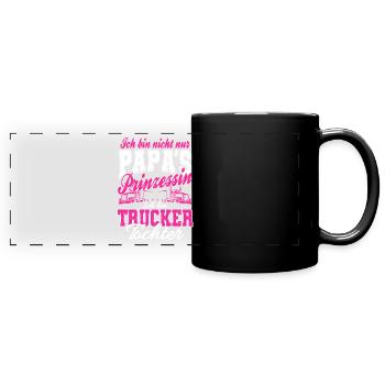 Lastkraftwagen Brummi Brummifahrer LKW Tochter - Panorama-Tasse farbig - Schwarz - Vorne