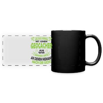 Geocaching - Panorama-Tasse farbig - Schwarz - Vorne
