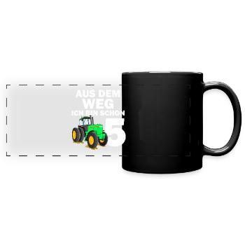 5. Geburtstag Junge Ich bin schon 5 Jahre Traktor - Panorama-Tasse farbig - Schwarz - Vorne