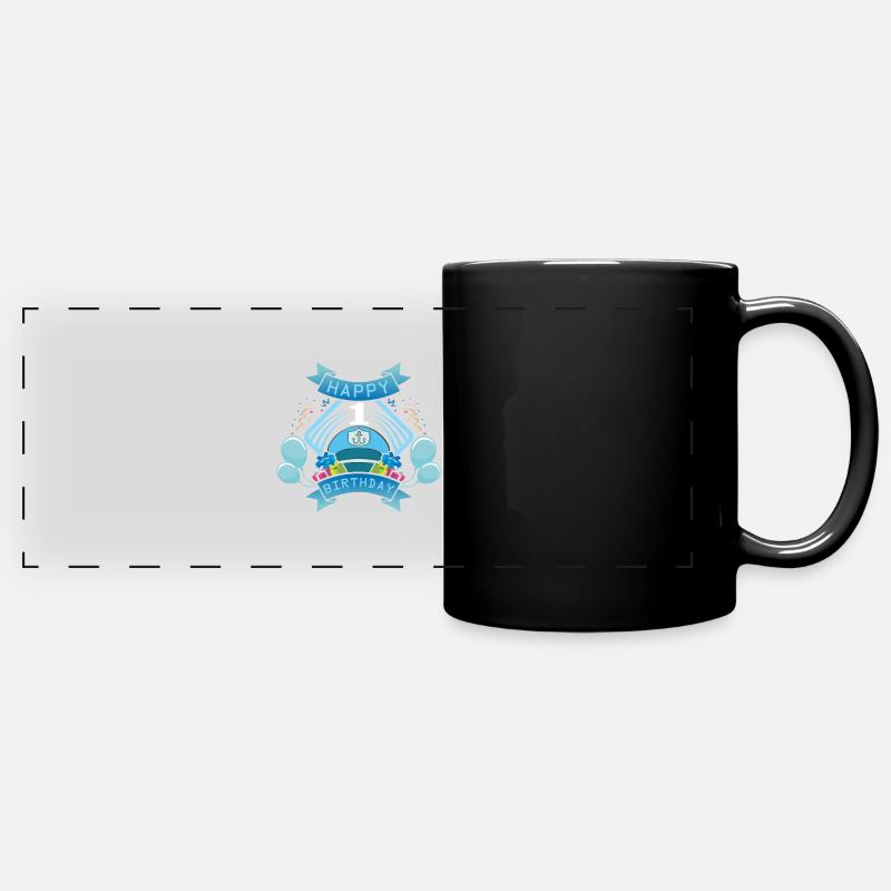 Erster Geburtstag - Panorama-Tasse farbig - Schwarz