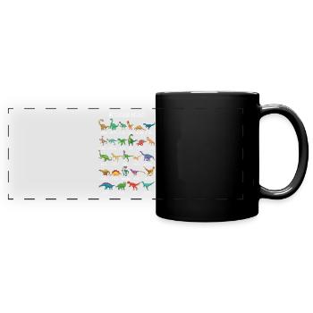 Dinosaurier-Arten Alphabet A-Z Dino ABC T-Rex Dino - Panorama-Tasse farbig - Schwarz - Vorne