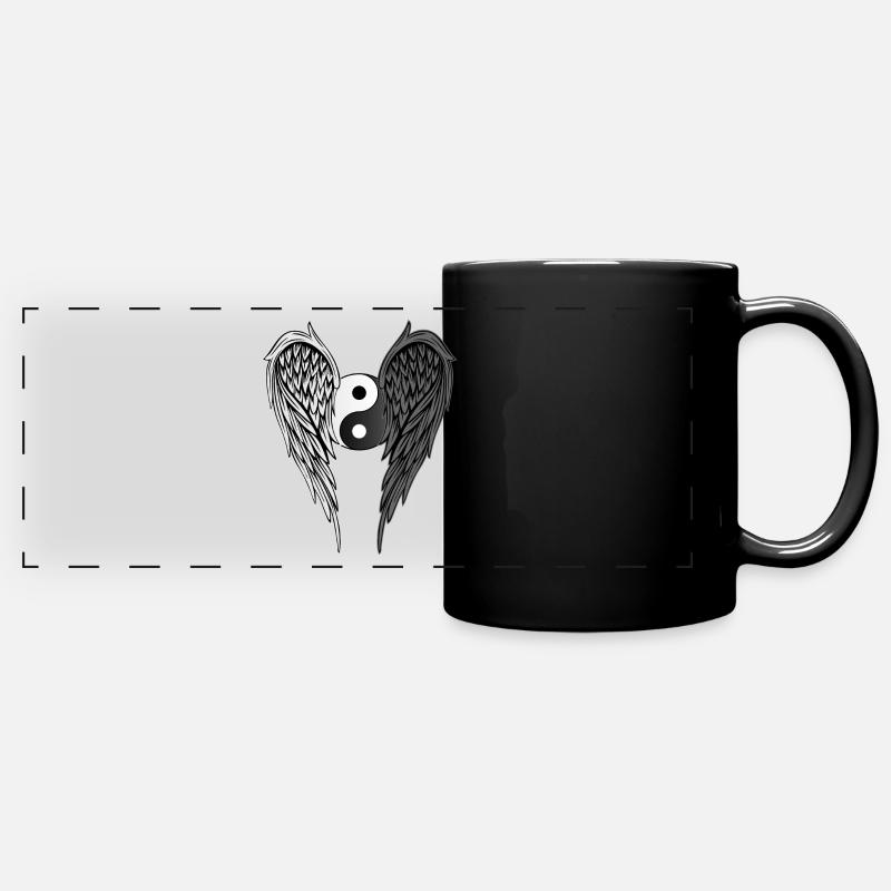 Yin & Yang ailes ailes d'ange ailes d'ange version 1 - Mug panoramique uni - noir