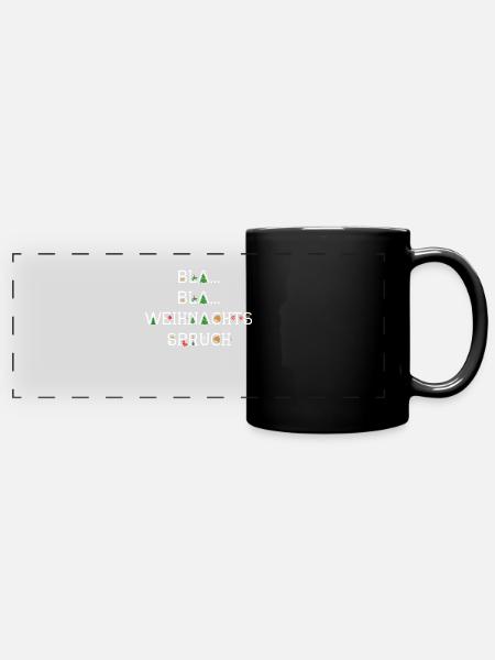 Bla Bla Weihnachtsspruch - Panorama-Tasse farbig - Schwarz
