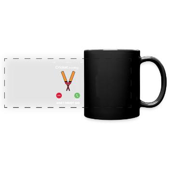 Cricket Sport Cricketspieler Schlagmann Geschenk - Panorama-Tasse farbig - Schwarz - Vorne