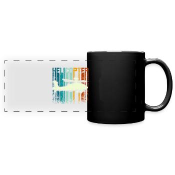 Retro Vintage Helicopter - Full Colour Panoramic Mug - black - Front