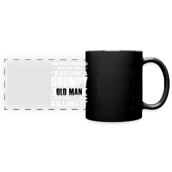 Grim old man Grandpa Griesgram Spiteful grandfather - Full Colour Panoramic Mug - black - Front