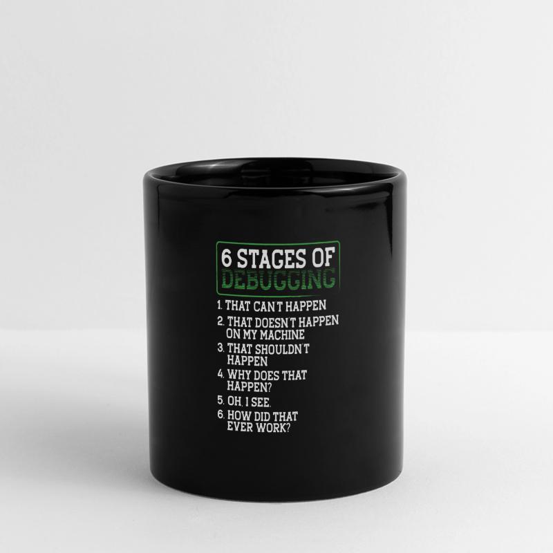 6 Debugging Stages Programmer Coding Programming Full Colour Panoramic Mug