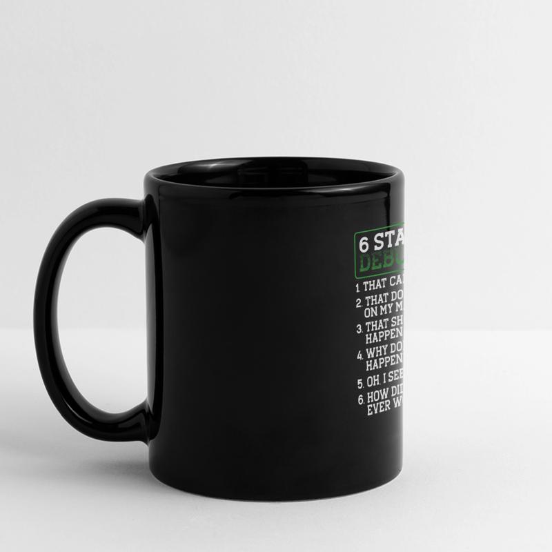 6 Debugging Stages Programmer Coding Programming Full Colour Panoramic Mug