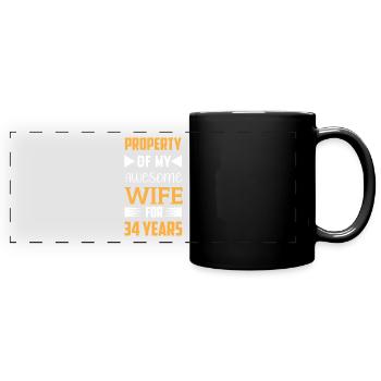 34 ans marié Amber Cadeau de mariage - Mug panoramique uni - noir - Devant