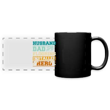 Husband dad flooring installer hero - Full Colour Panoramic Mug - black - Front