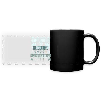 My husband is an acupuncturist - Full Colour Panoramic Mug - black - Front