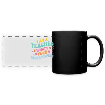 SUPER TEACHER POWER TEACHER POWER DICTONS MOTIF - Mug panoramique uni - noir - Devant