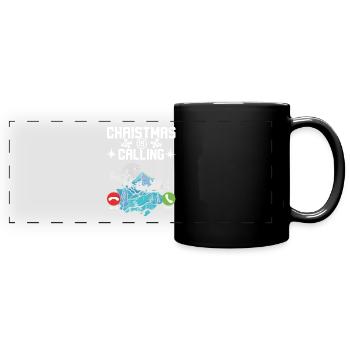 Santa Claus Xmas Christmas Is Calling - Full Colour Panoramic Mug - black - Front