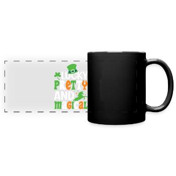 Frohen Saint Patricks Day Regenbogen Gold Kobold - Panorama-Tasse farbig - Schwarz - Vorne