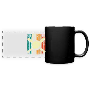 Retro Vintage Softball - Panorama-Tasse farbig - Schwarz - Vorne