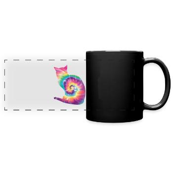 Tie Dye Cat - Full Colour Panoramic Mug - black - Front