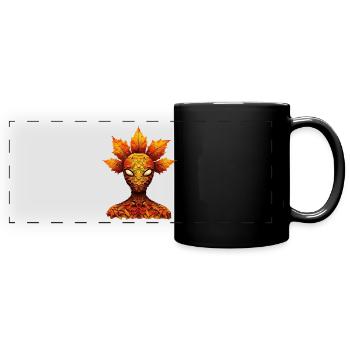 Herbstlicher Alien mit bunten Blättern - Panorama-Tasse farbig - Schwarz - Vorne