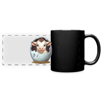 Éclosions d’agneau sucré : le début d’une nouvelle vie - Mug panoramique uni - noir - Devant