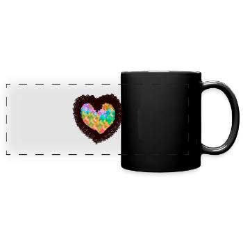 nature, amoureux de la nature, coeur, sapins, arbres, forêt - Mug panoramique uni - noir - Devant