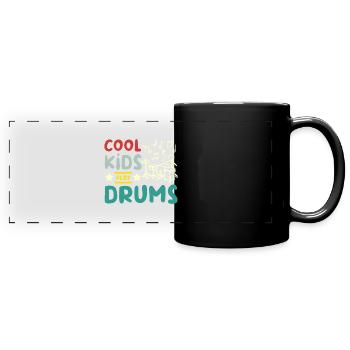 For children, cool kids play drums - Full Colour Panoramic Mug - black - Front
