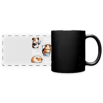 Zähne geputzt gemacht gute nacht - Panorama-Tasse farbig - Schwarz - Vorne